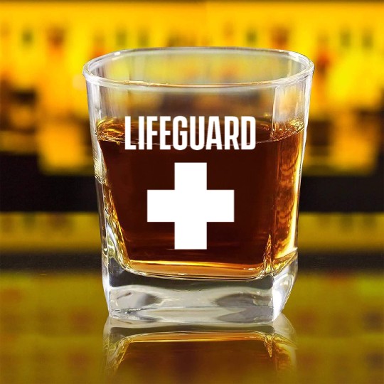 Team Lifeguard Life Guard Pool Attendant Guards Square Whiskey Glasses