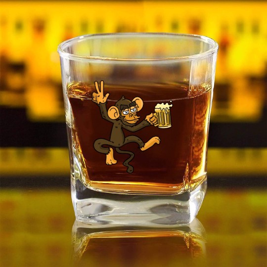 DRUNK MONKEY Beer Square Whiskey Glasses