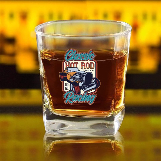 Classic Hot Rod Racing Square Whiskey Glasses