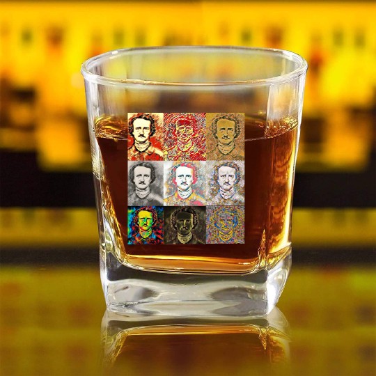 Unique Portrait Reveals Young Edgar Allan Poe Square Whiskey Glasses