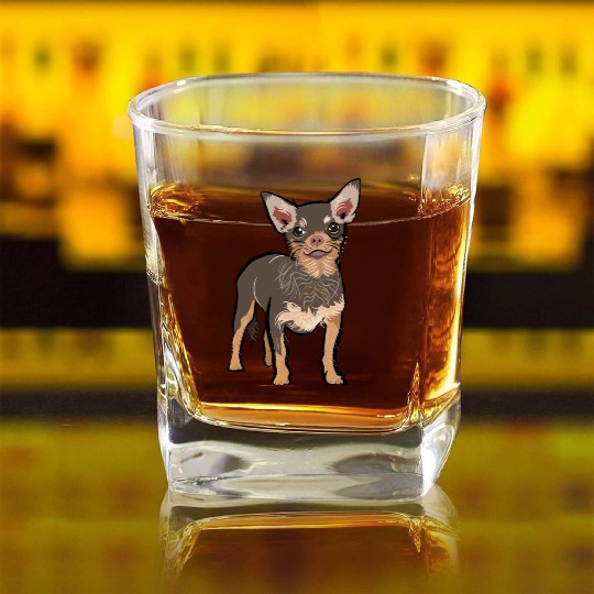 Brown chihuahua dog | chihuahua dog lover Square Whiskey Glasses