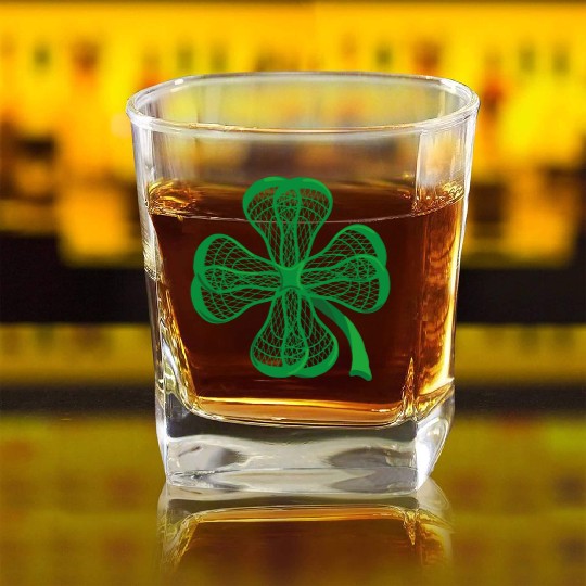 Lacrosse Sticks Shamrock clover irish lucky Lax T- Square Whiskey Glasses