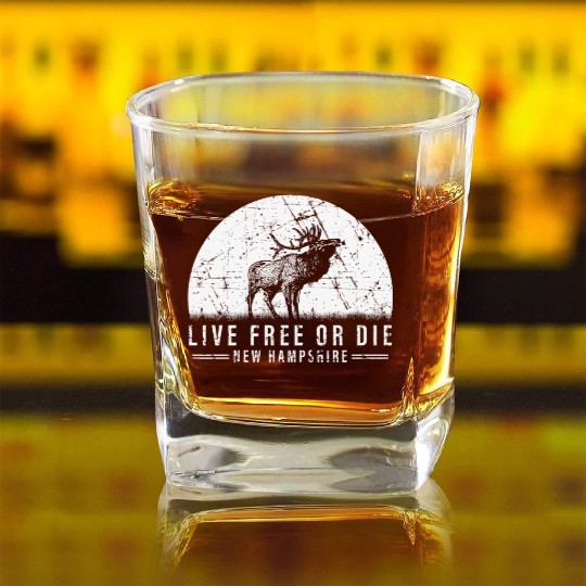 Live Free or Die New Hampshire Hiking Square Whiskey Glasses