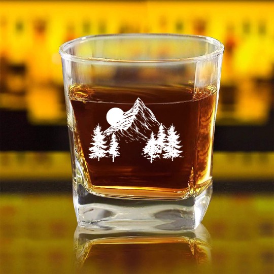 Mountaineering | Hiking Hobby Hikers Mountain Gift Square Whiskey Glasses