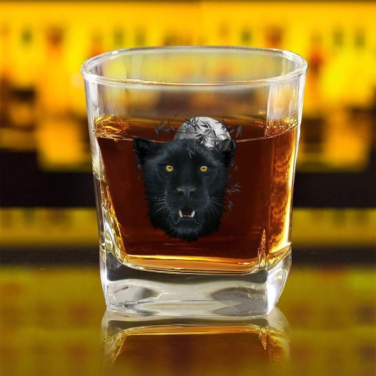 Black Panther Spirit The Face Of Power, Protection Square Whiskey Glasses