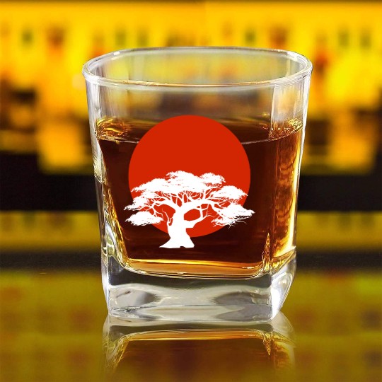 Miyagi-do Karate Bonsai Tree Martial Arts Japanese Square Whiskey Glasses