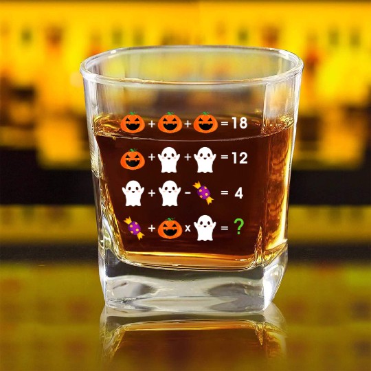Order of Operations Halloween Quiz Math Teacher Square Whiskey Glasses