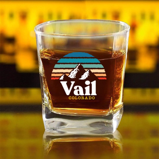 Vail Colorado Usa Ski Resort 1980S Retro Gift Square Whiskey Glasses