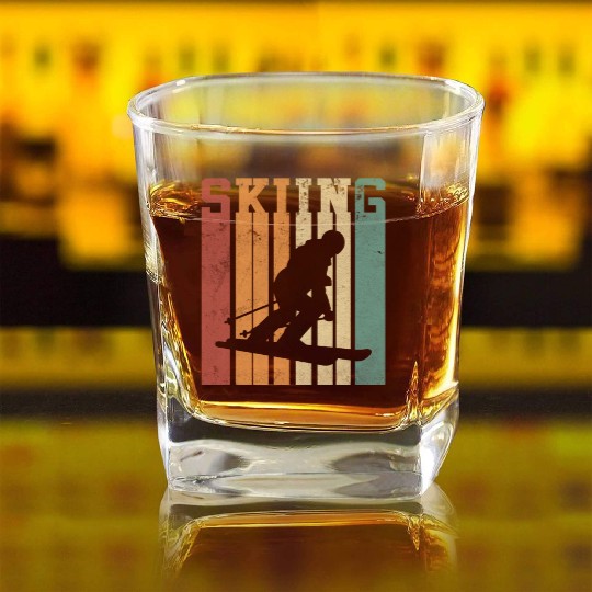 Skiing Skiing Skier Skisport Ski Slope Square Whiskey Glasses