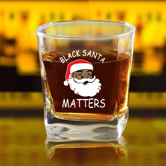 African American Black Santa Matters Christmas Square Whiskey Glasses