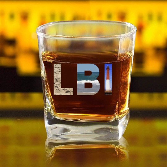 Lbi Long Beach Island Nj Photo Beach Ocean Lightho Square Whiskey Glasses