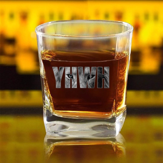 YHWH Yahweh God Lion Gift Square Whiskey Glasses