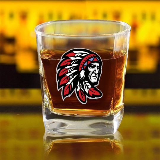 Native American Indian Headdress Square Whiskey Glasses