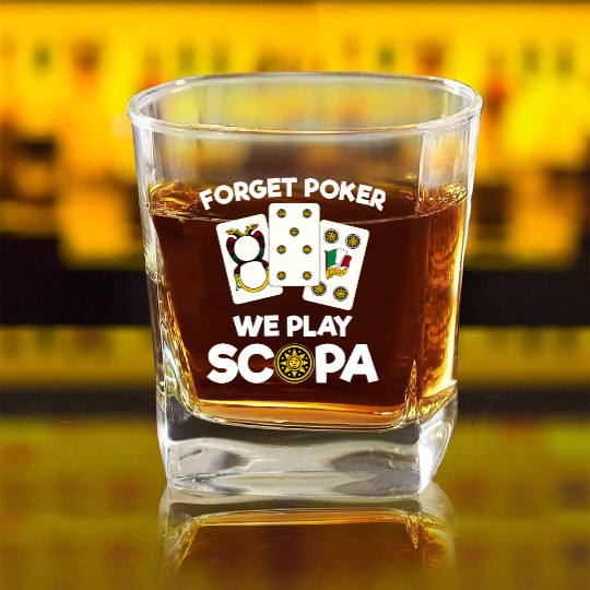 Funny Scopa Quote Italian Card Game Square Whiskey Glasses