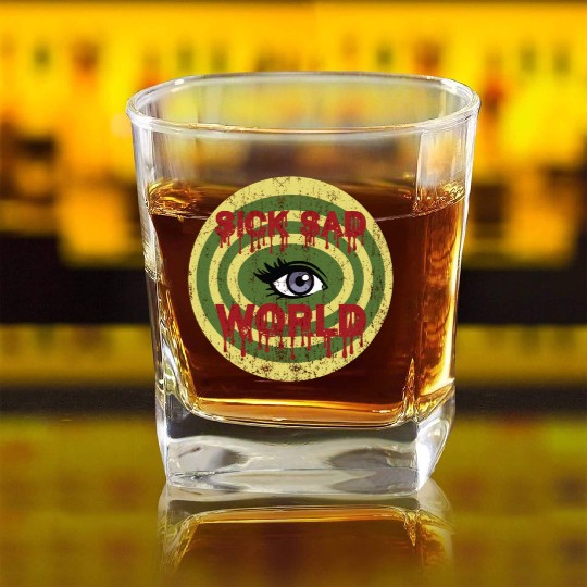 Daria Sick Sad World Drippy Text Eye Logo Square Whiskey Glasses