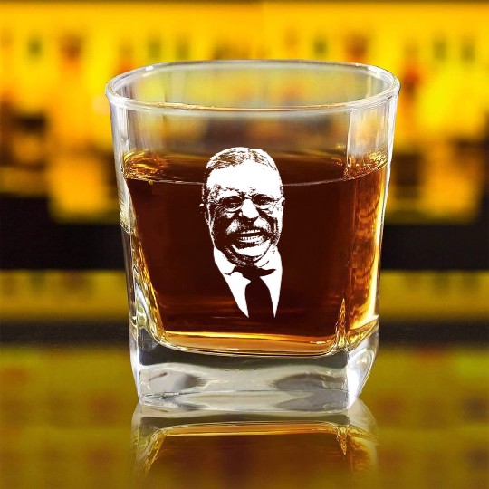 President Teddy Roosevelt Graphic Square Whiskey Glasses