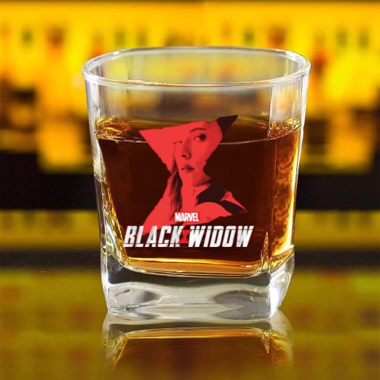 Marvel Black Widow Natasha Romanoff Hourglass Square Whiskey Glasses
