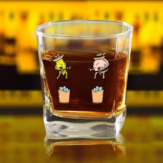 Iced Tea Lemon and Peach in the wild West Square Whiskey Glasses