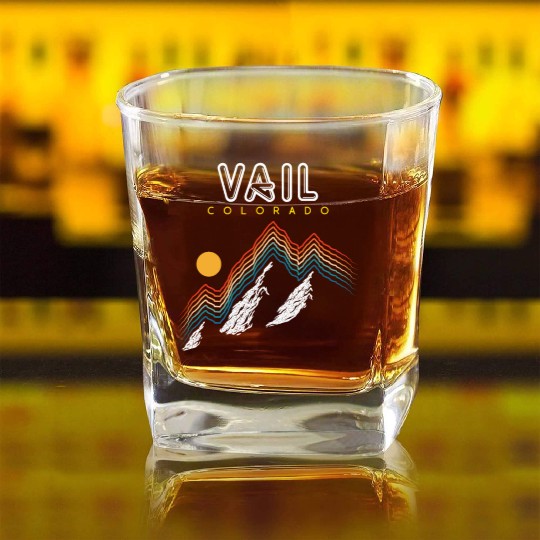 Vail Colorado Usa Ski Resort 1980S Retro Square Whiskey Glasses