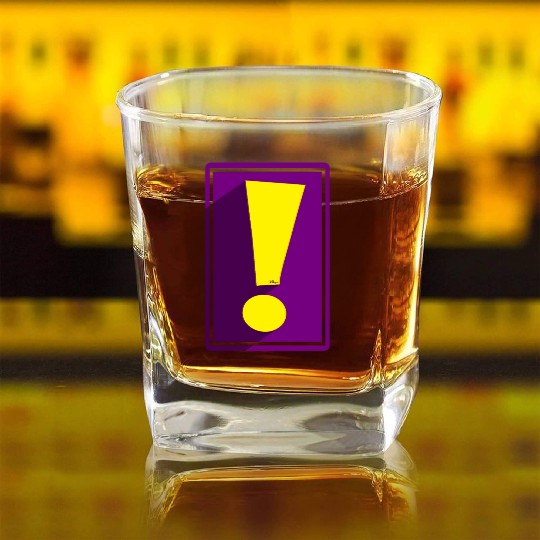 Purple Whee! Shadow Exclamation Point Square Whiskey Glasses