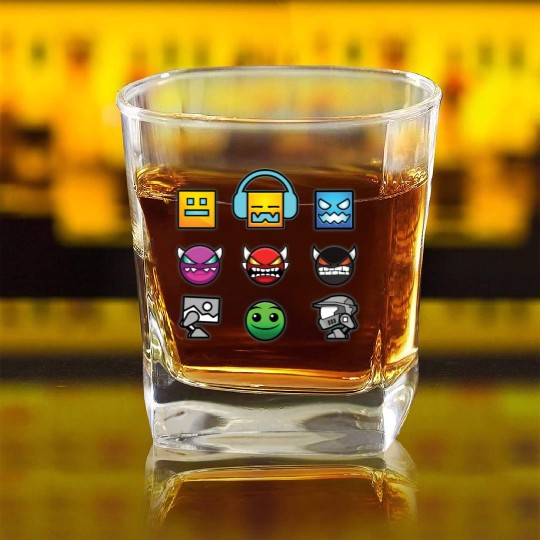 geometry dash insane Square Whiskey Glasses