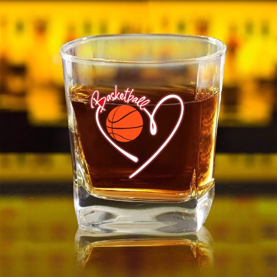 I Love Basketball Girl Basketball Player Heart Square Whiskey Glasses