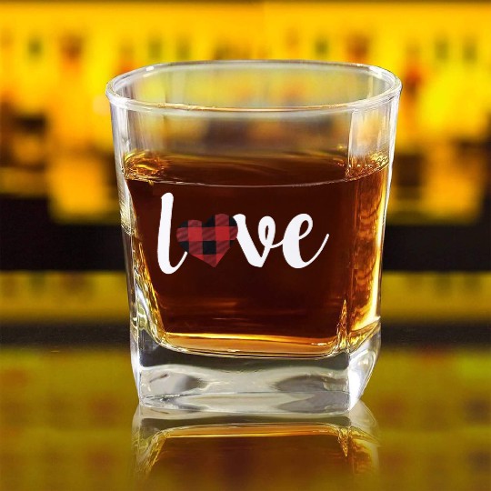 2020 Love Heart Graphic Square Whiskey Glasses