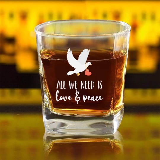 Bird lover freedom Love & Peace Square Whiskey Glasses