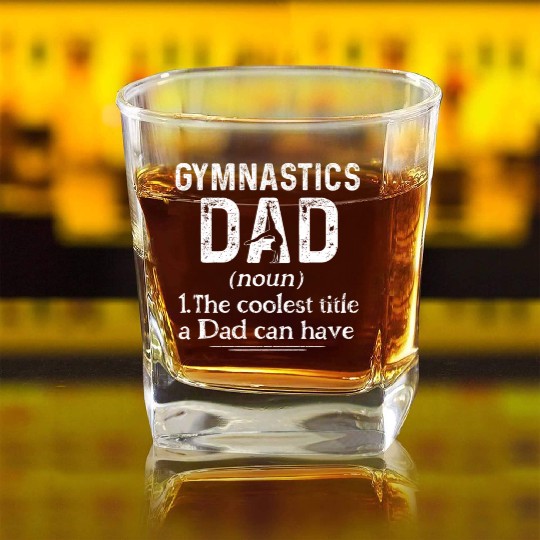 Gymnastics Dad Definition Gymnast Sports Square Whiskey Glasses