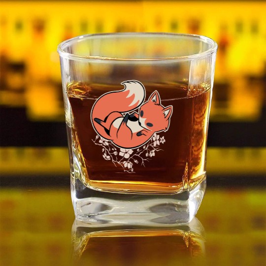 Sakura Fox Cherry Blossom Square Whiskey Glasses
