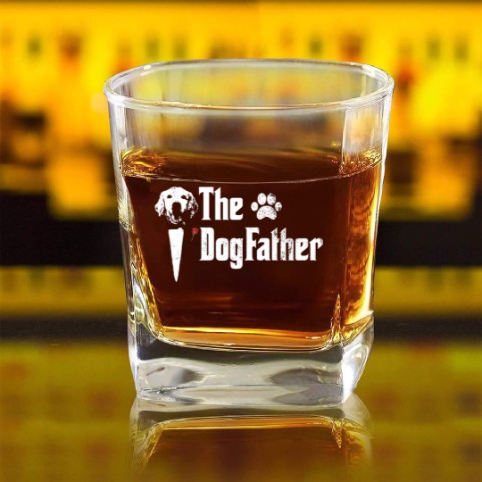 Mens The Dogfather Golden Retriever Dog Dad Father Square Whiskey Glasses