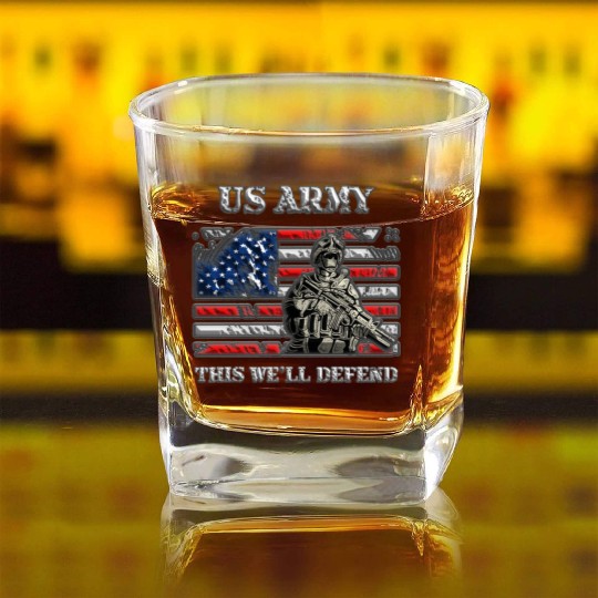 US Army - This we'll defend USA Flag Square Whiskey Glasses