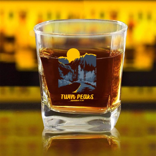 Twin Peaks Welcome To Twin Peaks Poster Square Whiskey Glasses
