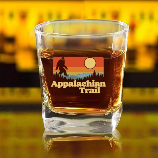 Appalachian Trail Bigfoot Outdoor Lover Vintage 80 Square Whiskey Glasses