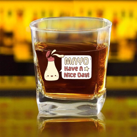 Mayo Have A Nice Day Cute Greeting Doodle Square Whiskey Glasses