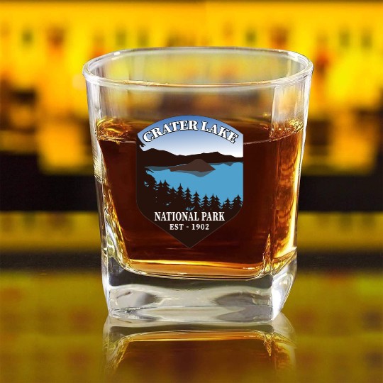 Crater Lake National Park Square Whiskey Glasses