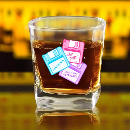 Queer floppy disks about gay shit and fanfiction Square Whiskey Glasses