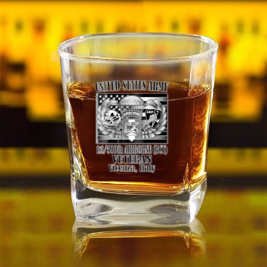 1 509th Airborne BCT Veteran Back Design Square Whiskey Glasses