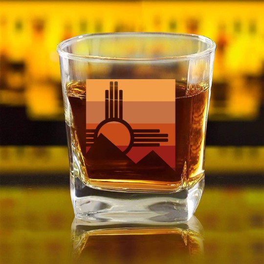 Zia Sun New Mexico Zia Mountains Square Whiskey Glasses