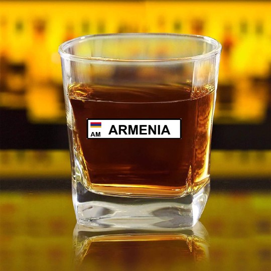 Realistic Armenia License Plate Sticker Square Whiskey Glasses