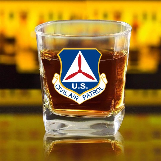 Civil Air Patrol Logo Air Force Cap Military Veter Square Whiskey Glasses