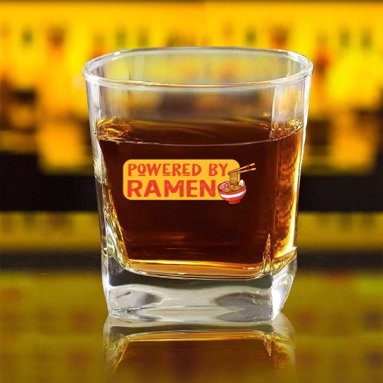Powered By Ramen Noodles Square Whiskey Glasses