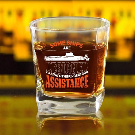 Military Submarine Veteran Gift US Submarine Sink Square Whiskey Glasses