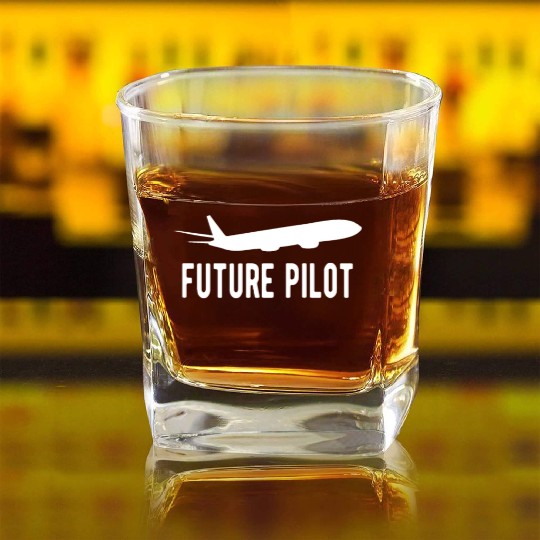 Pilot Aviation Airplane Airline Gift future Pilot Square Whiskey Glasses