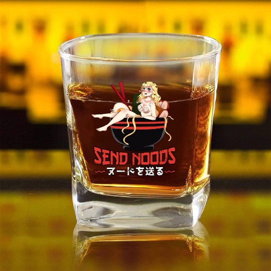 Send Noods Waifu Material Ramen Noodles Gift Square Whiskey Glasses
