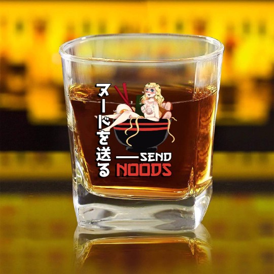 Send Noods Waifu Material - Anime Otaku Gift Square Whiskey Glasses