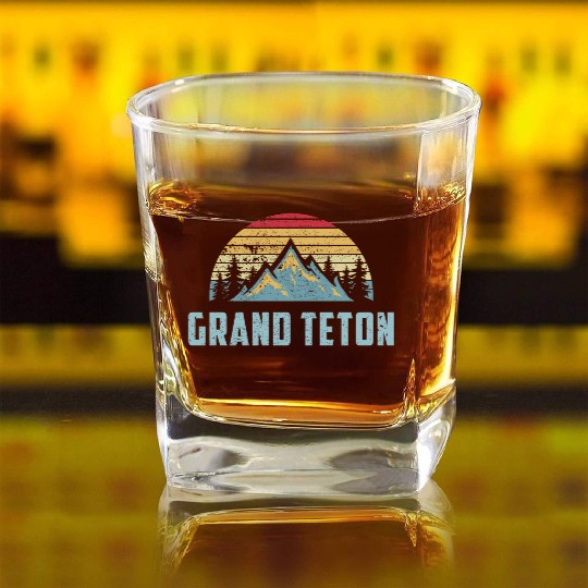 Grand Teton National Park Wyoming Mountain Sweat S Square Whiskey Glasses