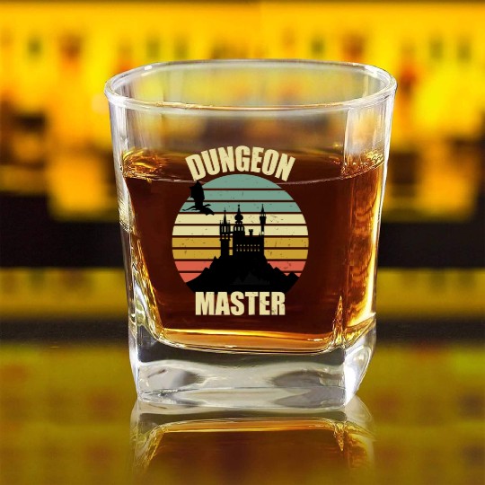 Dungeon Master - Bez I'm DM Smiles Retro Dragon Square Whiskey Glasses