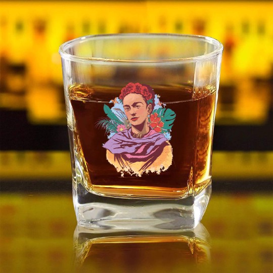 FRIDA KAHLO COLOR PORTRAIT Square Whiskey Glasses