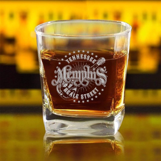 Memphis Tennessee Beale Street Square Whiskey Glasses